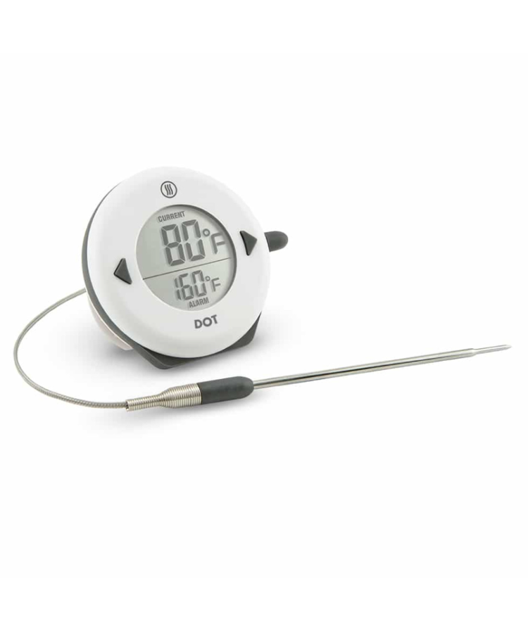 Square Dot Simple Alarm Thermometer | Yellow | Includes Pro-Series High Temp Straight Penetration Probe | ThermoWorks